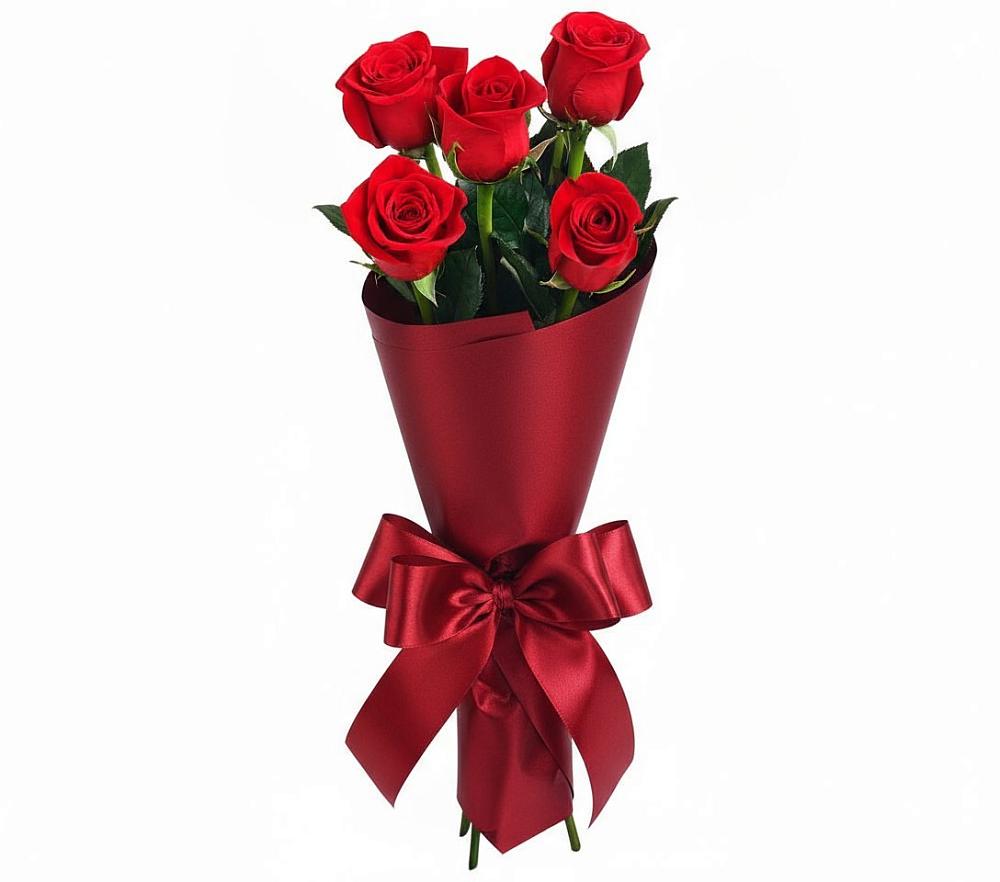 Букет 5 Красных роз Эдлесс Лав в Таежный