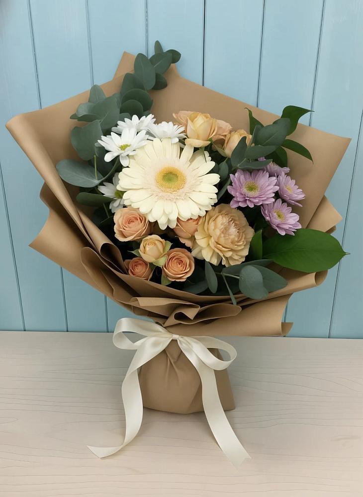 Букет цветов из: Герберы и Хризантемы в Таежный