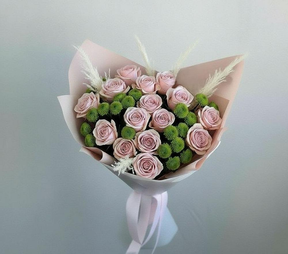 Букет цветов из: Розы и Хризантемы в Таежный