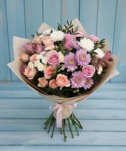 Букет цветов из:  Хризантемы, Розы и Альстромерии #REPLACE_PRED# Таежный