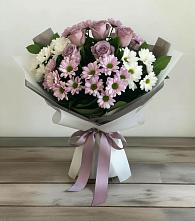 Букет цветов из:  Хризантемы и Розы в Таежный