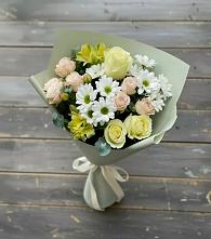 Букет цветов из:  Альстромерии, Розы и Хризантемы в Таежный