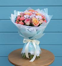 Букет цветов из:  Хризантемы и Розы в Таежный