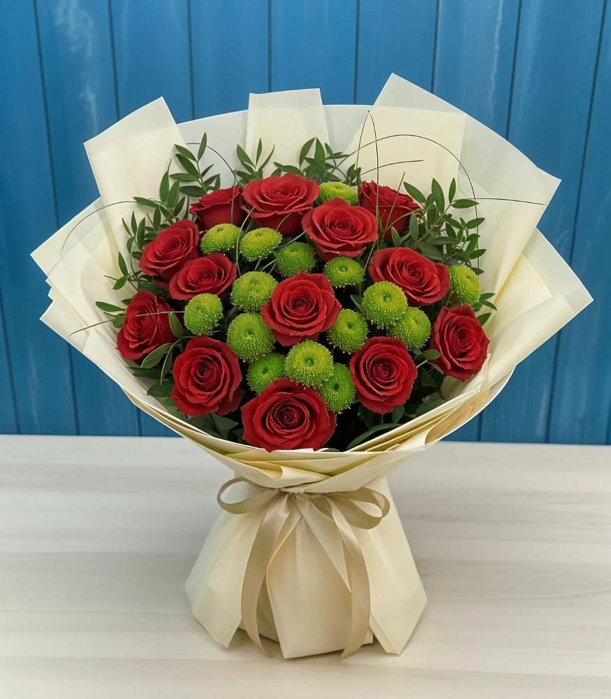 Букет цветов из: Розы и Хризантемы в Таежный