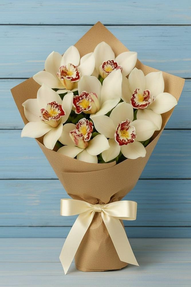 Букет цветов из: Орхидеи и Розы в Таежный